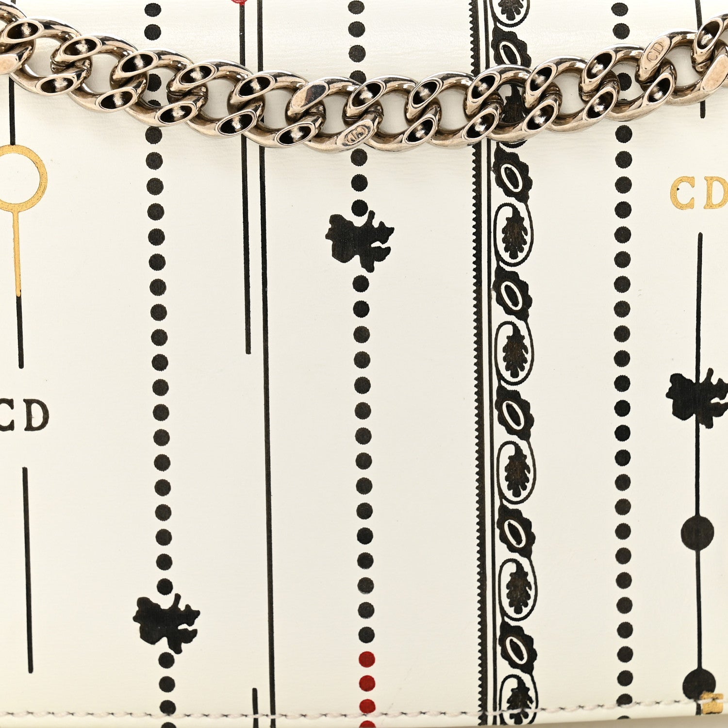 Calfskin Printed Mini Diorama Flap Bag White