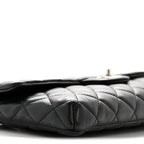 Lambskin Quilted Flap Clutch Black