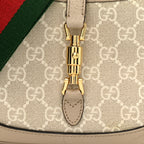 GG Supreme Monogram Textured Dollar Calfskin Mini Jackie 1961 Hobo Beige Mystic White Oatmeal