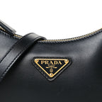 Soft Calfskin Arque Shoulder Bag Black