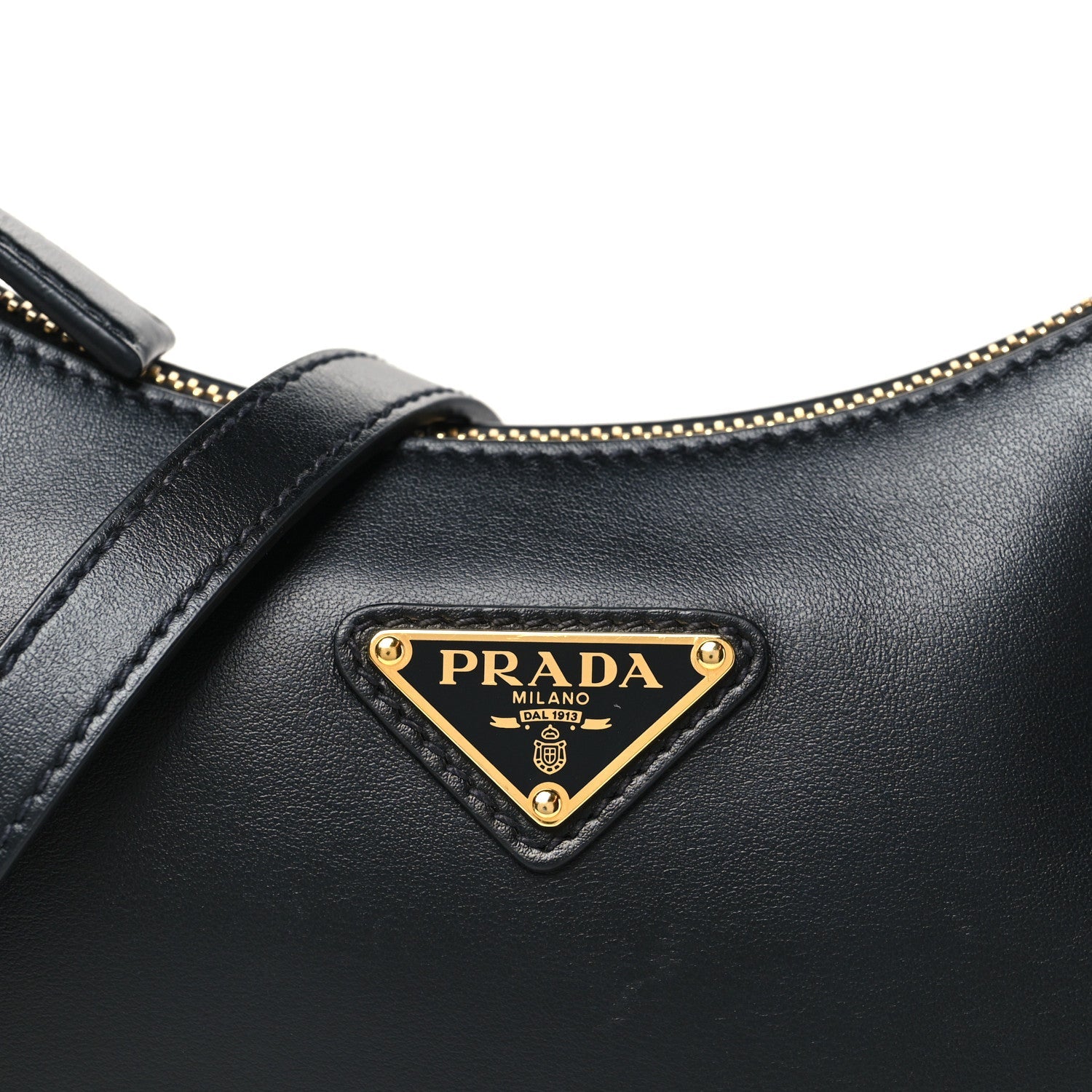 Soft Calfskin Arque Shoulder Bag Black