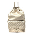 Metallic Lambskin Quilted Small In Seoul Backpack Light Gold