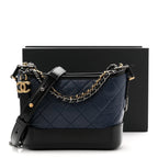 Aged Calfskin Quilted Small Gabrielle Hobo Navy Black