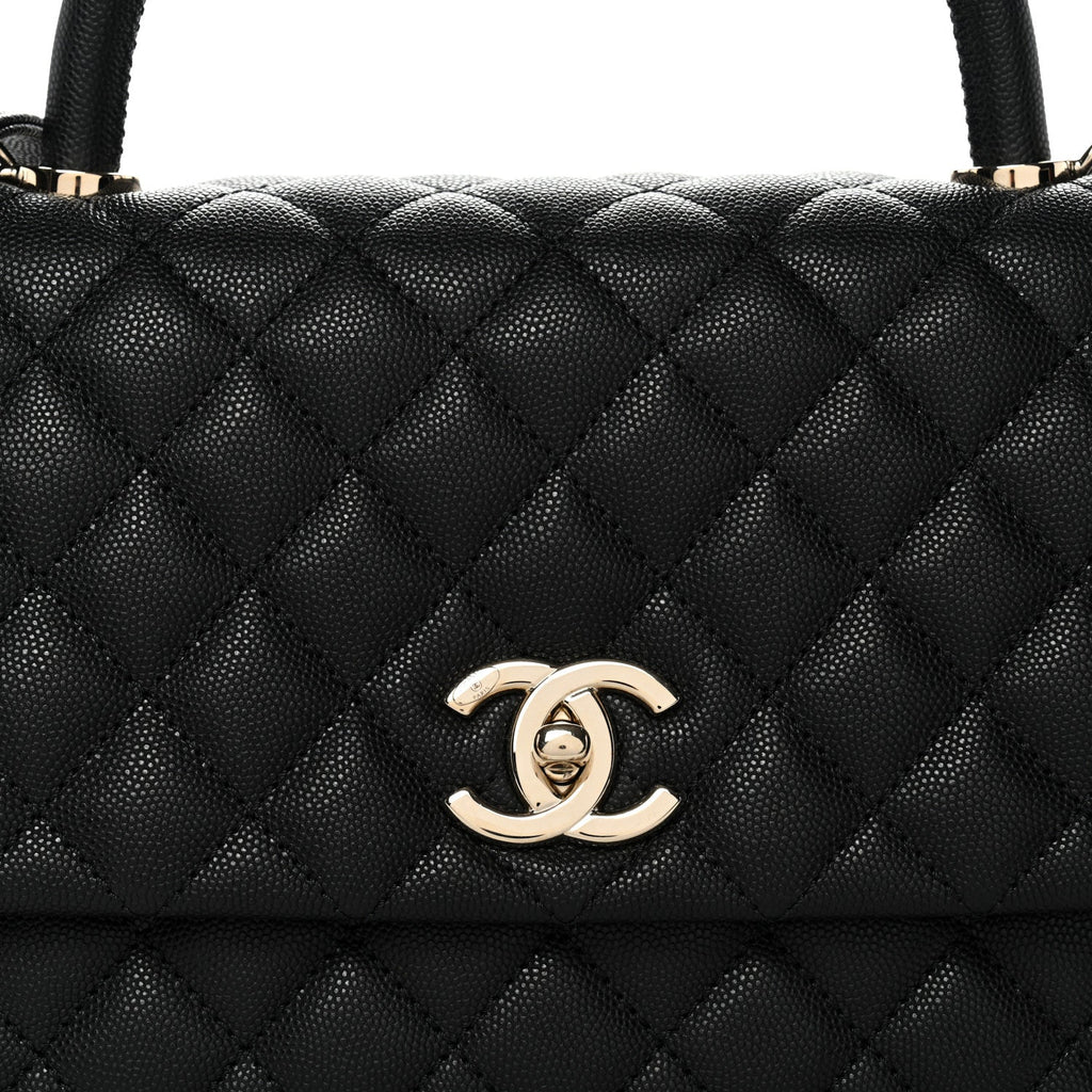Caviar Quilted Small Coco Handle Flap Black