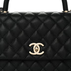 Caviar Quilted Small Coco Handle Flap Black