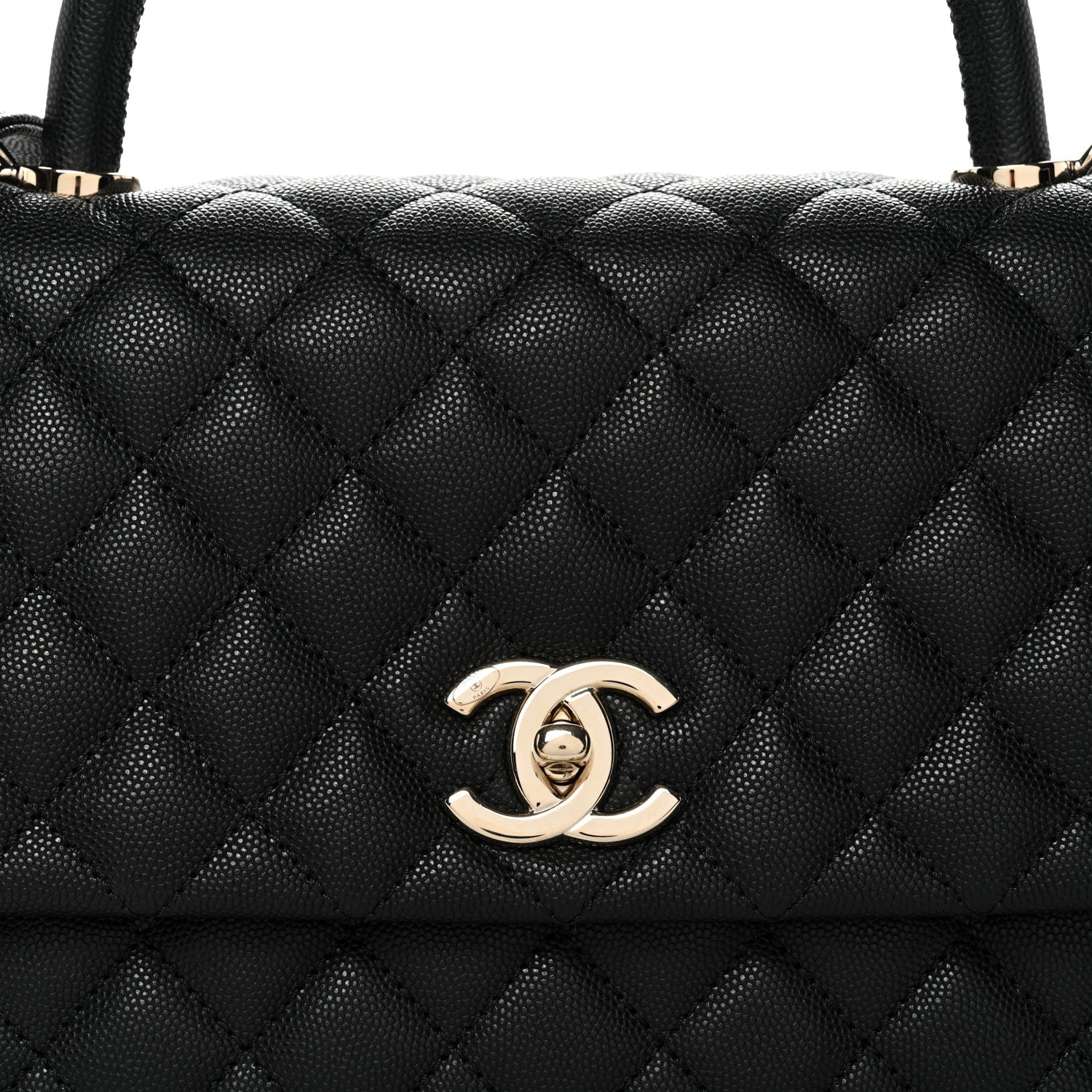 Caviar Quilted Small Coco Handle Flap Black