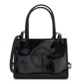 Patent Vegan Leather Small Shopping Bag Black Rainbow
