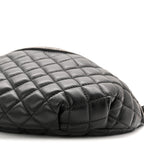 Lambskin Quilted Banane Waist Bag Fanny Pack Black