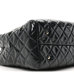 Patent Quilted Large Coco Shine Shopping Tote Navy