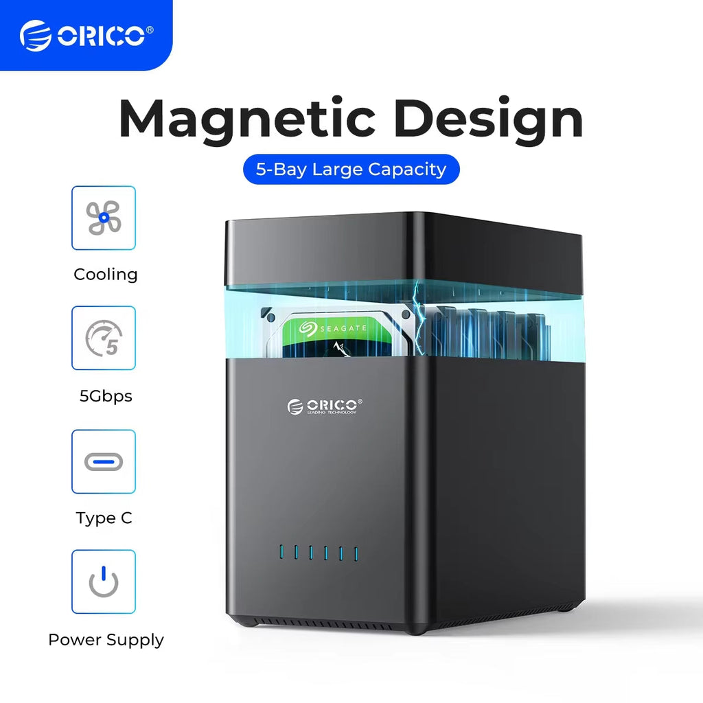 DS Series 5-Bay 3.5-Inch USB Hard Drive Enclosure with Magnetic SATA to USB 3.0 for Cryptocurrency Mining