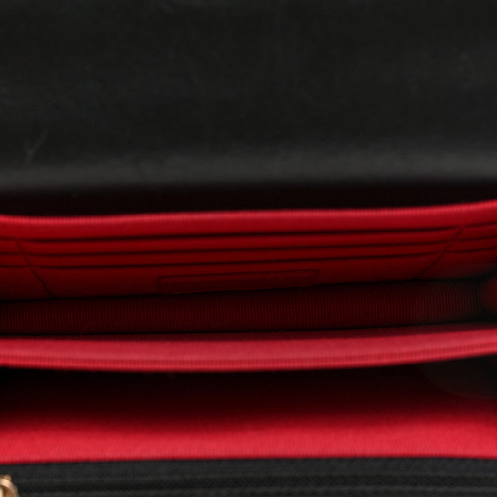 Lambskin Enamel Quilted Pending CC Clutch With Chain Black
