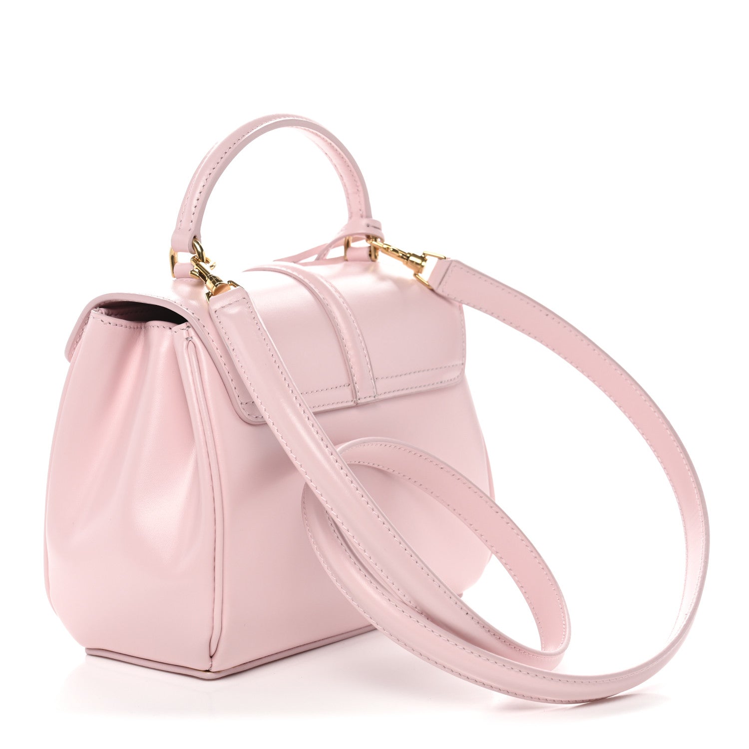 Satinated Calfskin Mini 16 Top Handle Bag Pastel Pink