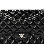 Patent Quilted Jumbo Double Flap Black