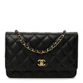 Caviar Quilted CC Turnlock Wallet On Chain WOC Black