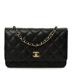 Caviar Quilted CC Turnlock Wallet On Chain WOC Black