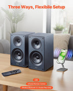 Active Powered Bookshelf Studio Monitor Speakers 25W x2 Bluetooth Coaxial Stereo