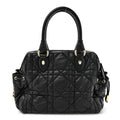 Lambskin Cannage Side Pocket Satchel Black