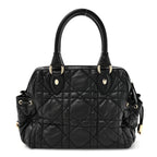Lambskin Cannage Side Pocket Satchel Black