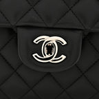 Lambskin Quilted Flap Clutch Black