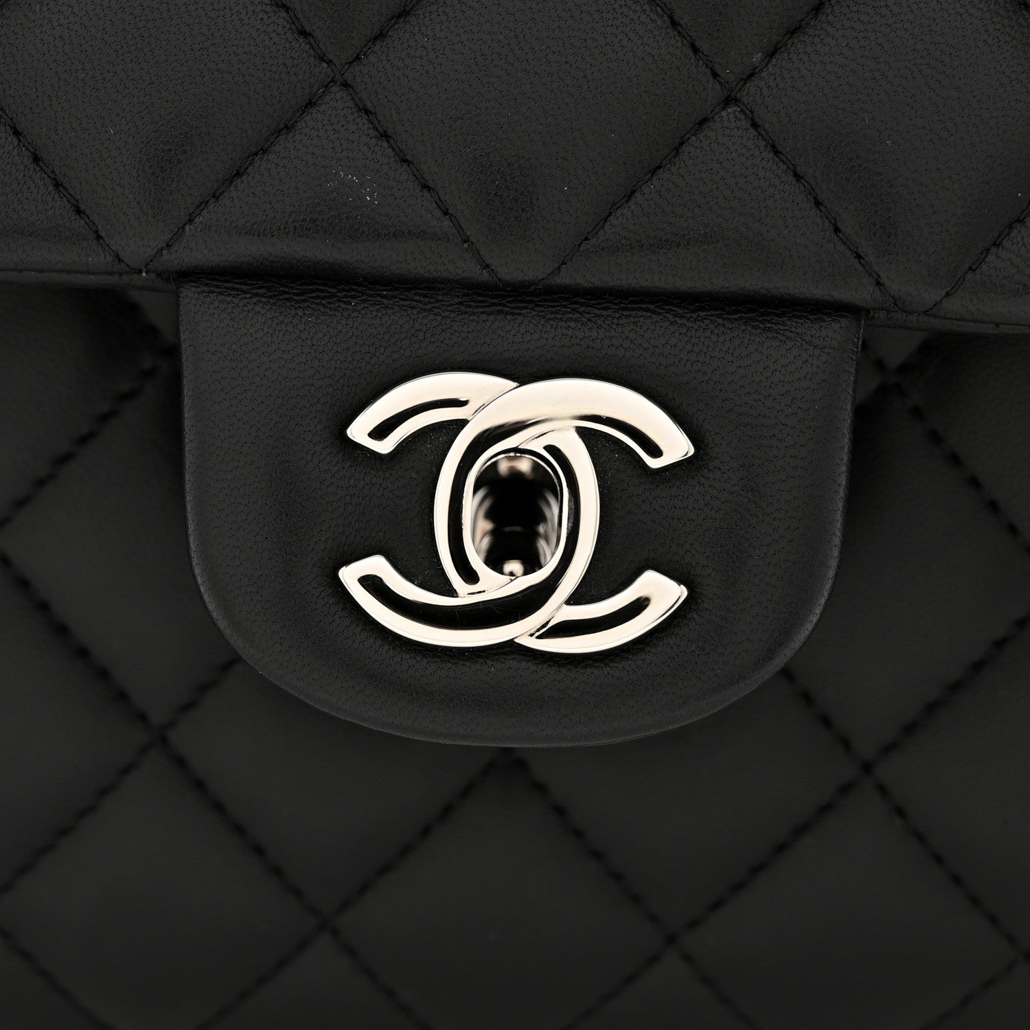 Lambskin Quilted Flap Clutch Black