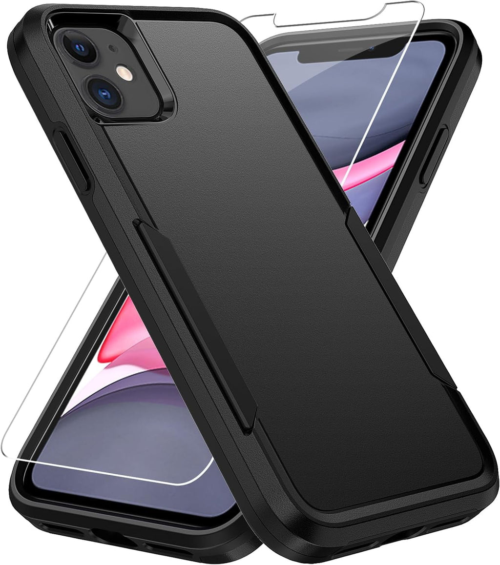 Entronix Bundle Compatible with iPhone 12/12 Pro - Soft-Touch Dual-Layer Case & 1 Clear Screen Protector