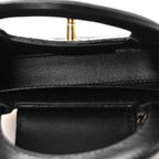 Shiny Aged Calfskin Quilted Mini Nano Kelly Shopper Black
