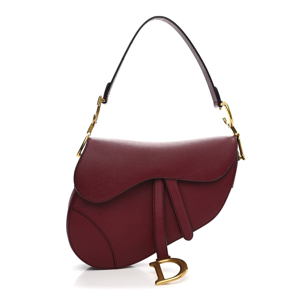 Grained Calfskin Saddle Bag Red