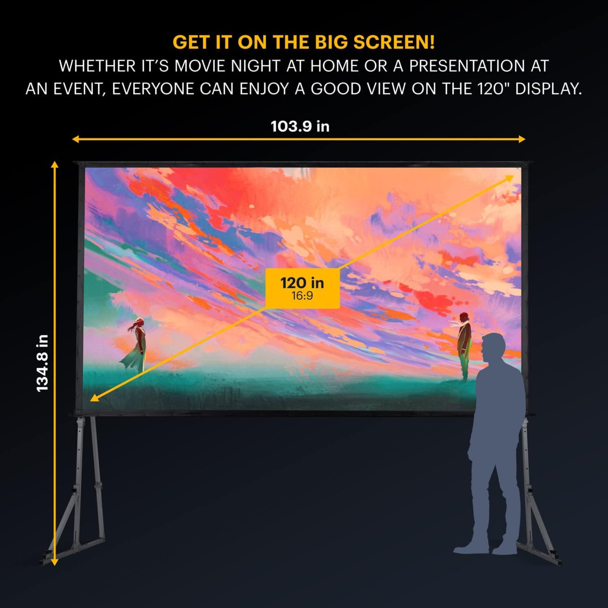 Kodak 120" Dual Portable Projector Screen with Stand and Carry Case