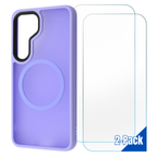 Entronix Bundle Compatible with Galaxy S25 Plus - [Magnetic] Translucent Matte Case & 2 Clear Screen Protectors