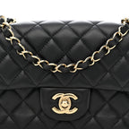 Lambskin Quilted Mini Rectangular Flap Black