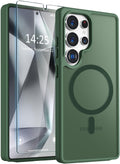 Entronix Bundle Compatible with Galaxy S24 Ultra - [Magnetic] Translucent Matte Case & 2 Clear Screen Protectors
