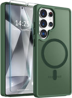 Entronix Bundle Compatible with Galaxy S24 Ultra - [Magnetic] Translucent Matte Case & 2 Clear Screen Protectors