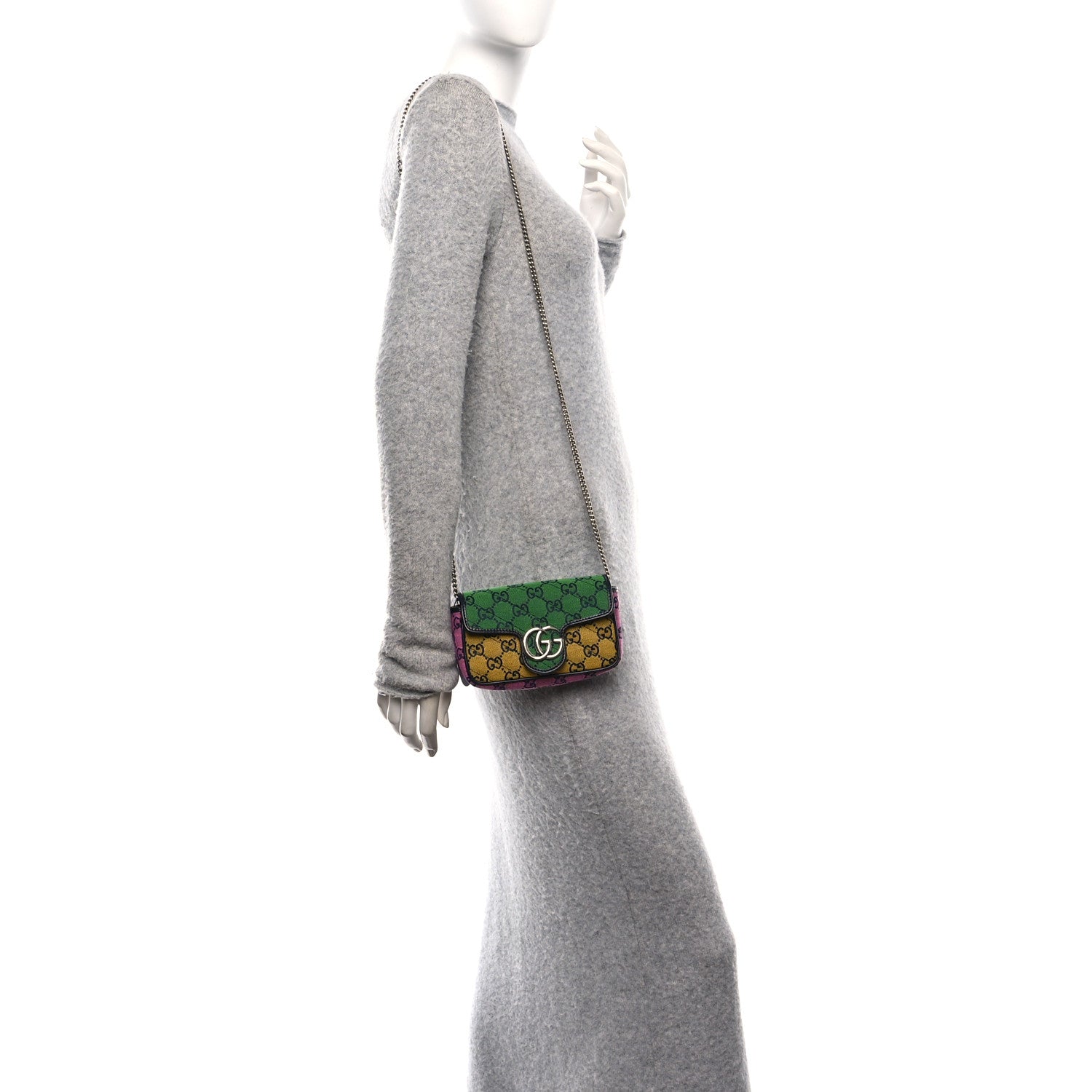 Monogram Multicolor Matelasse Diagonal Super Mini GG Marmont Shoulder Bag Green Blue Yellow Light Blue Pink