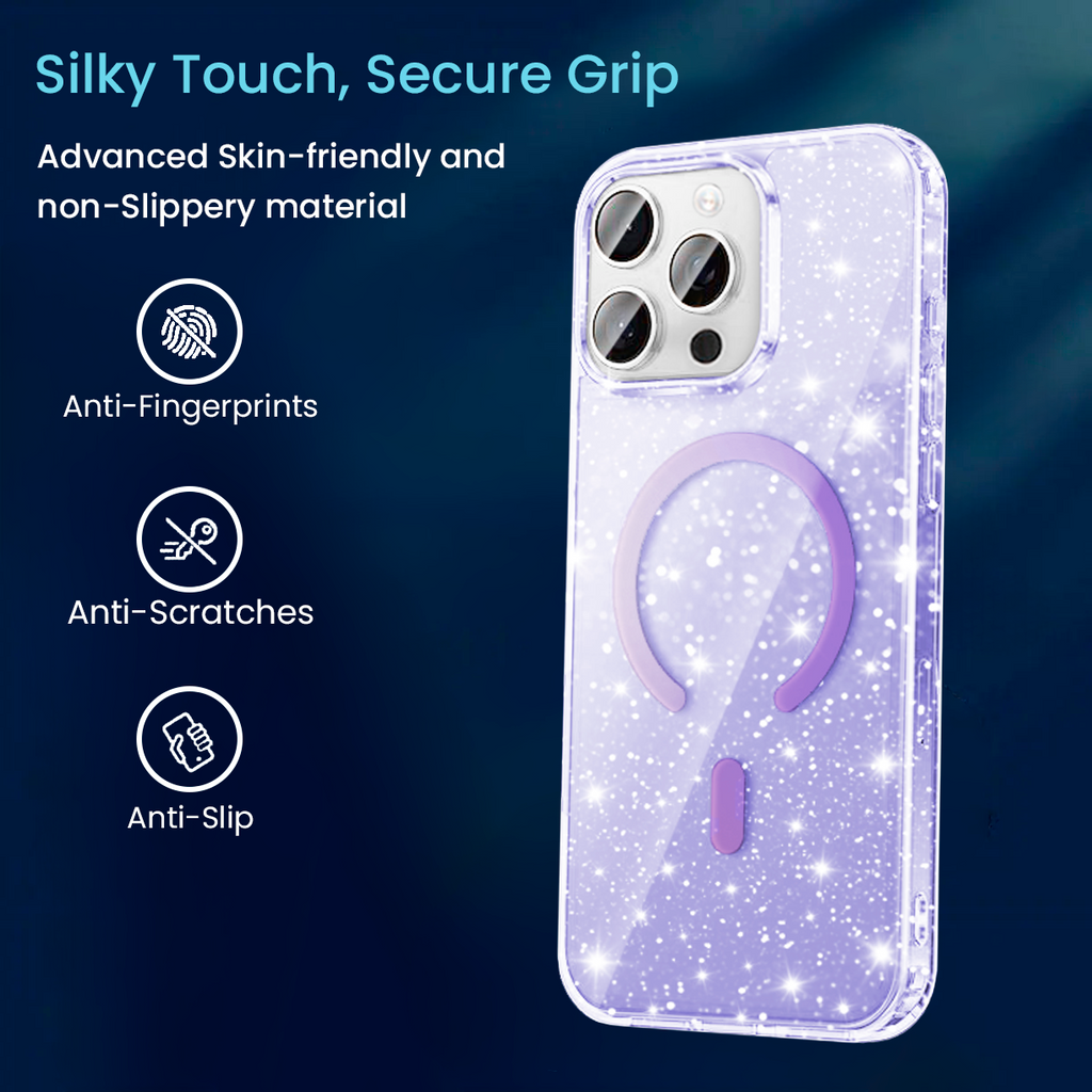 Entronix [Magnetic] Case Compatible with iPhone 15 Pro - [Hard Back] Glitter Color