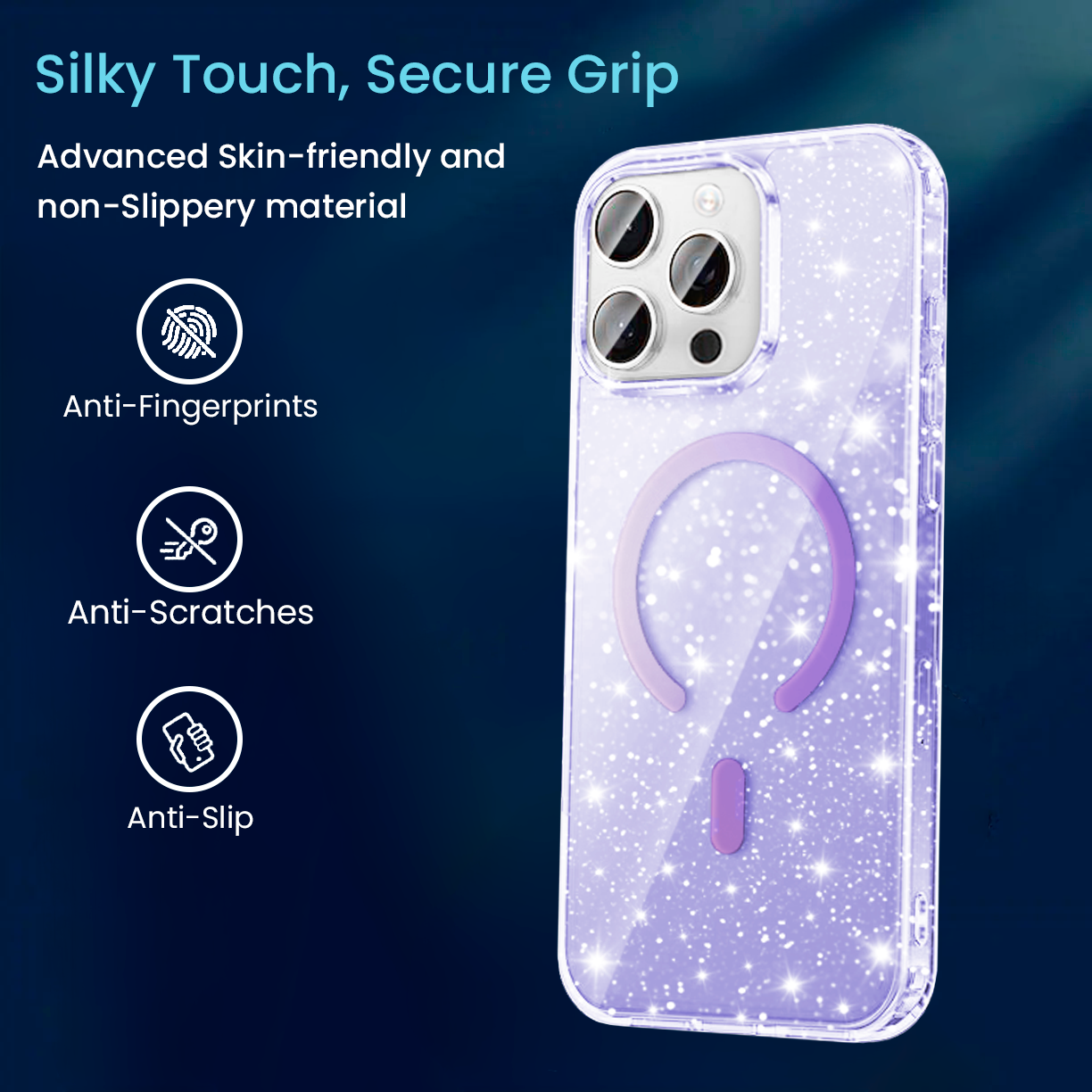 Entronix [Magnetic] Case Compatible with iPhone 15 Pro - [Hard Back] Glitter Color