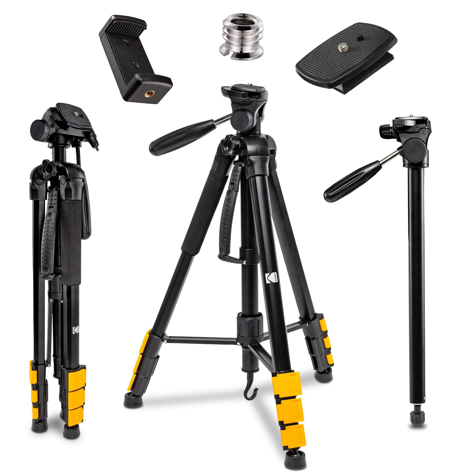 Kodak PhotoGear 2-in-1 Camera Tripod & Monopod with 70” 4-Section Flip-Lock Tripod & Swivel Head
