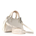 Semi Shiny Calfskin Crocodile Embossed Neo Classic Silver Hardware Nano City Crossbody White