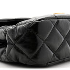 Shiny Crumpled Calfskin Quilted Small Wavy CC Hobo Black