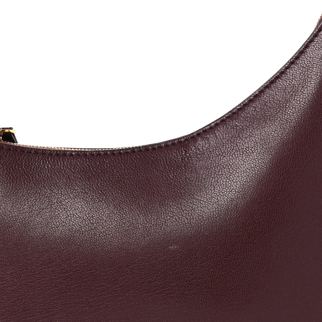 Grained Calfskin Half Moon Shoulder Bag Raisin