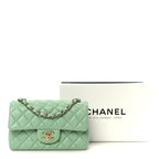 Lambskin Quilted Mini Rectangular Flap Green