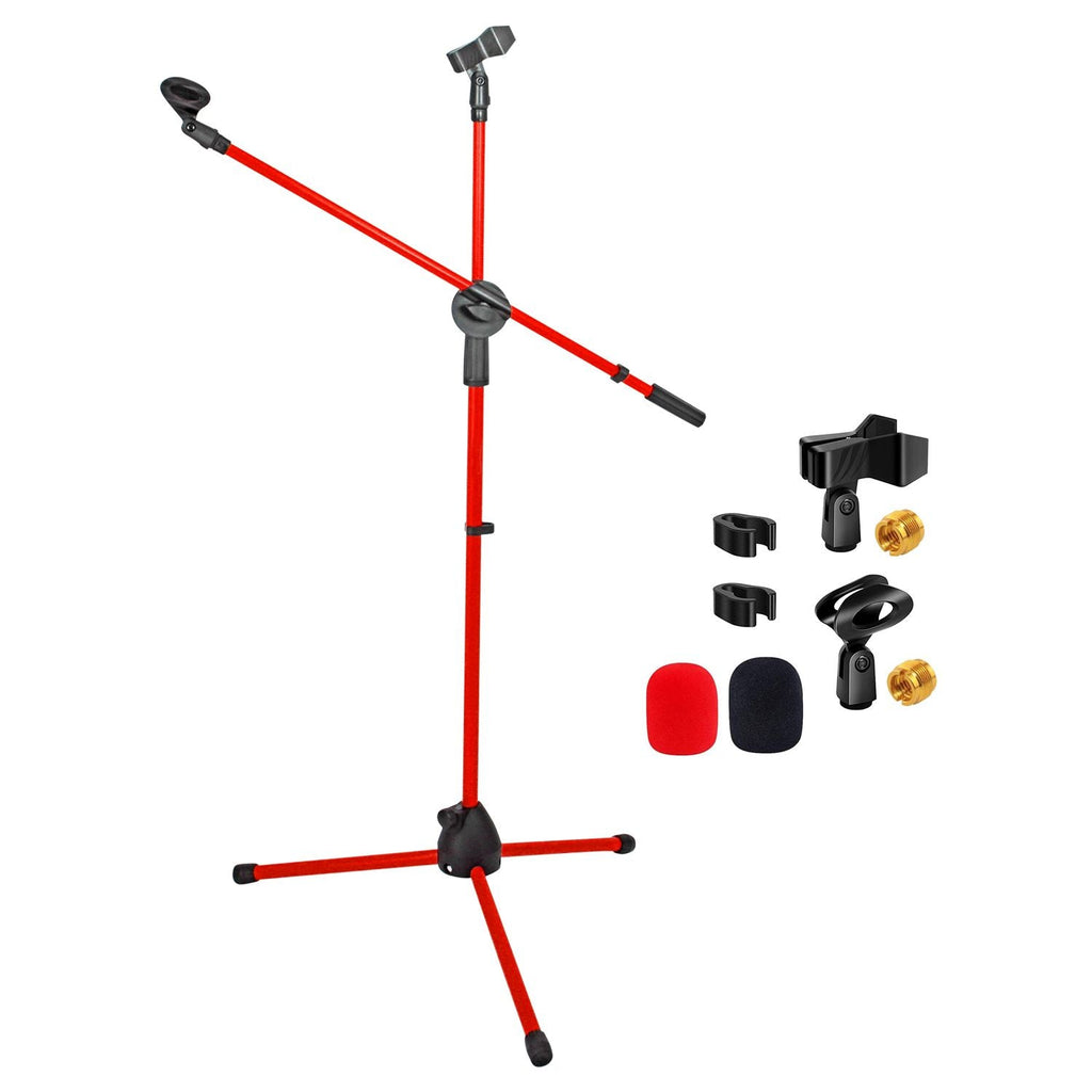 Mic Stand Floor Height Adjustable Tripod Microphone Stands w Extending Telescoping Boom Arm - MS DBL G
