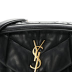 Lambskin Quilted Small Loulou Puffer Monogram Chain Satchel Black