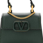 Calfskin Micro VSling Top Handle Shoulder Bag  Green