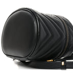 Calfskin Matelasse Chevron Mini GG Marmont Top Handle Bag Black