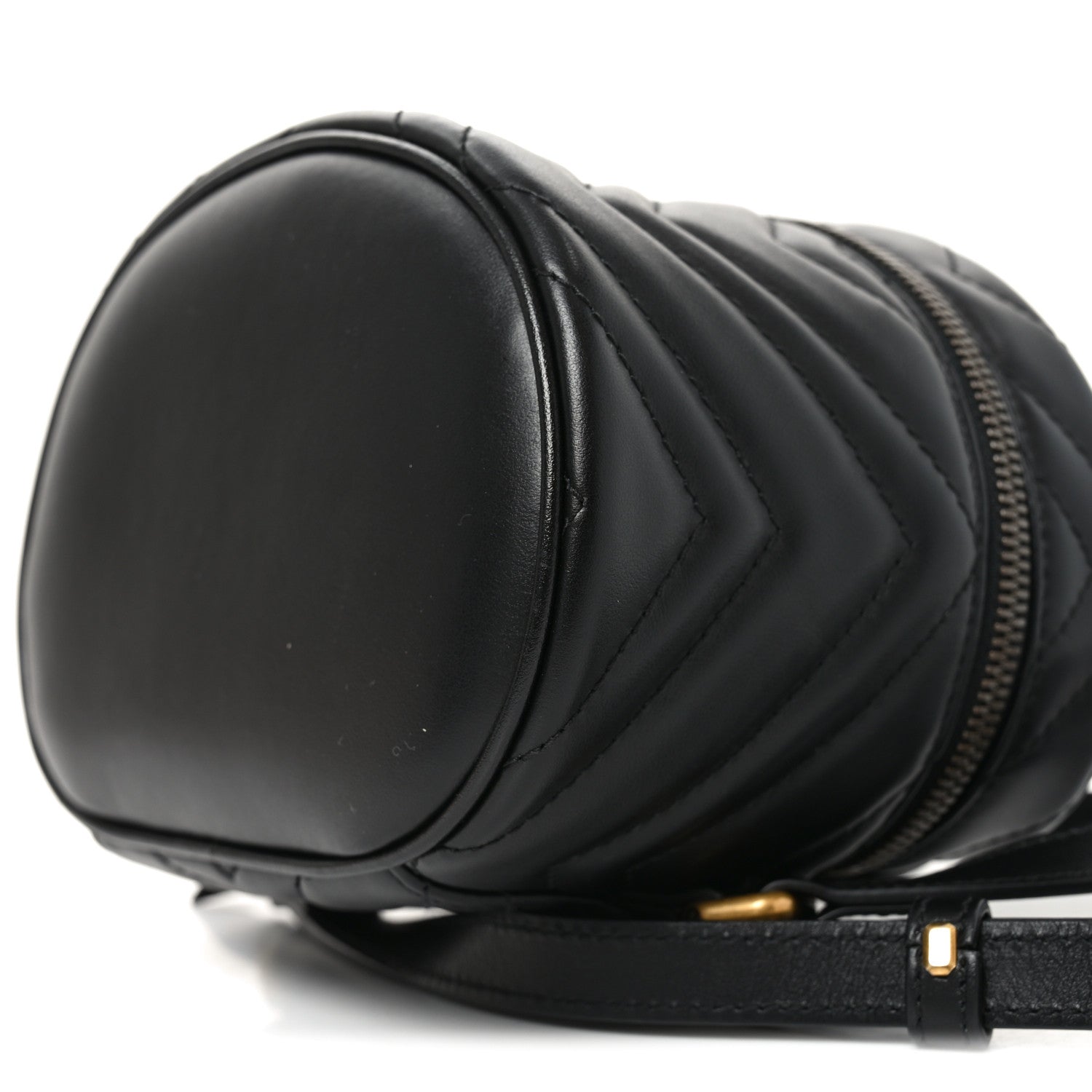 Calfskin Matelasse Chevron Mini GG Marmont Top Handle Bag Black
