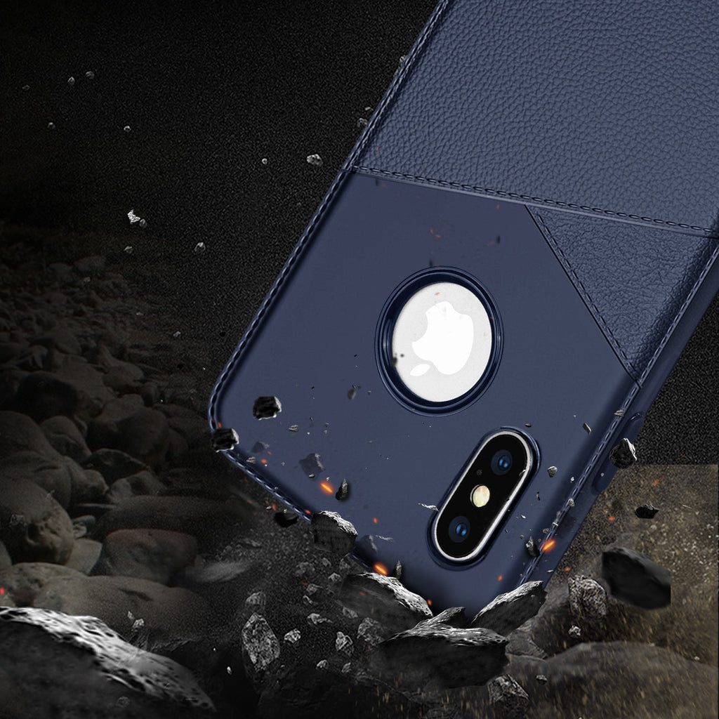 Apple Iphone Xs Max Tpu Leather Feel Case Leather Fit Flexible Slim Premium Case In Blue