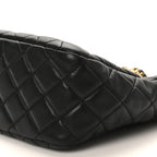 Lambskin Quilted Small Pearl Crush Hobo Black