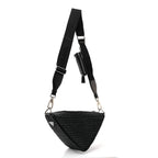 Yarn Raffia Effect Crochet Triangle Shoulder Bag Black
