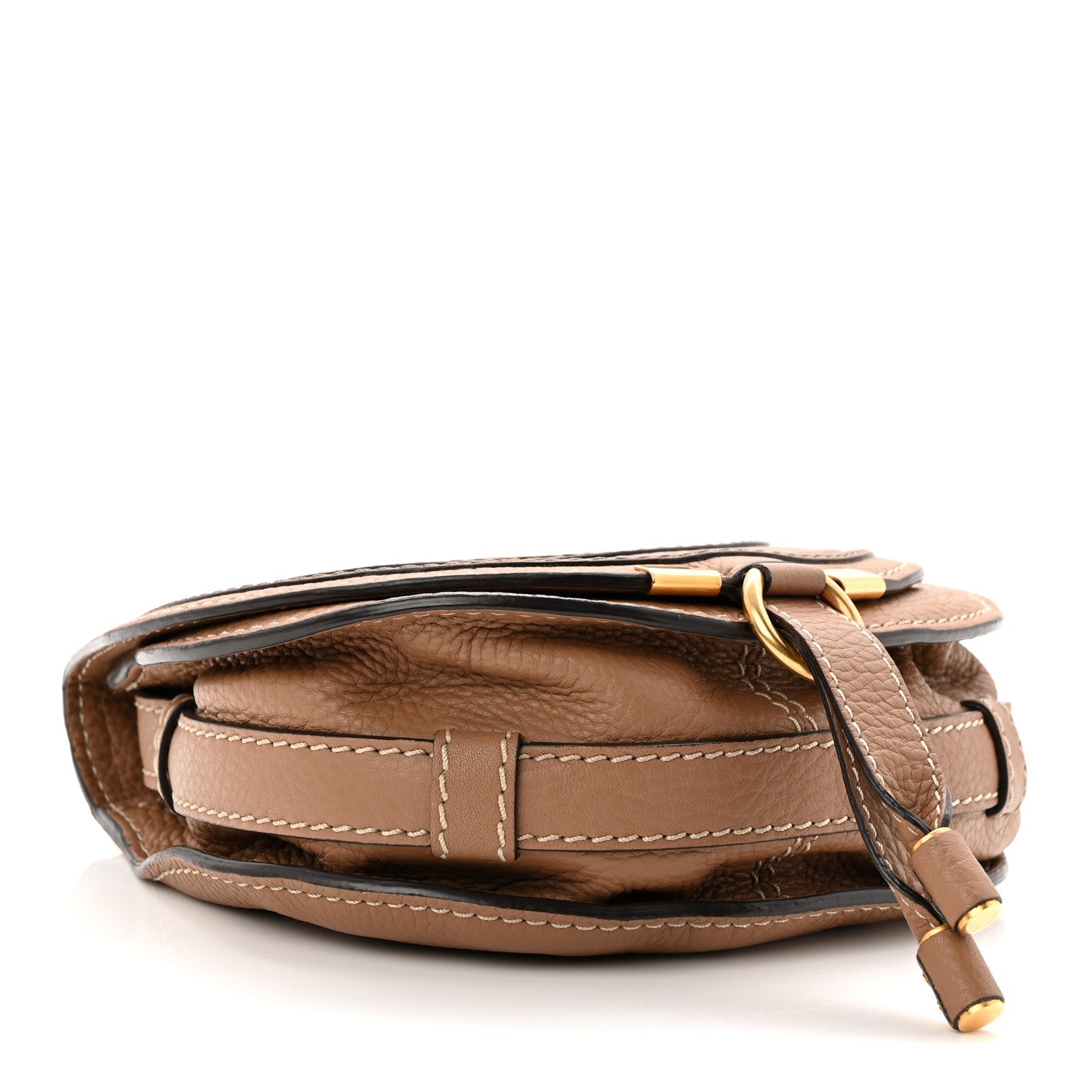 Calfskin Mini Marcie Round Crossbody Bag Nut
