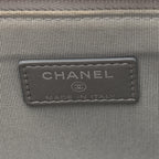 Metallic Lambskin Quilted Clutch With Chain Silver